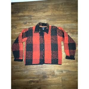 Life Style Vintage Jacket size Small 100% cotton Plaid Shay Eyelash details